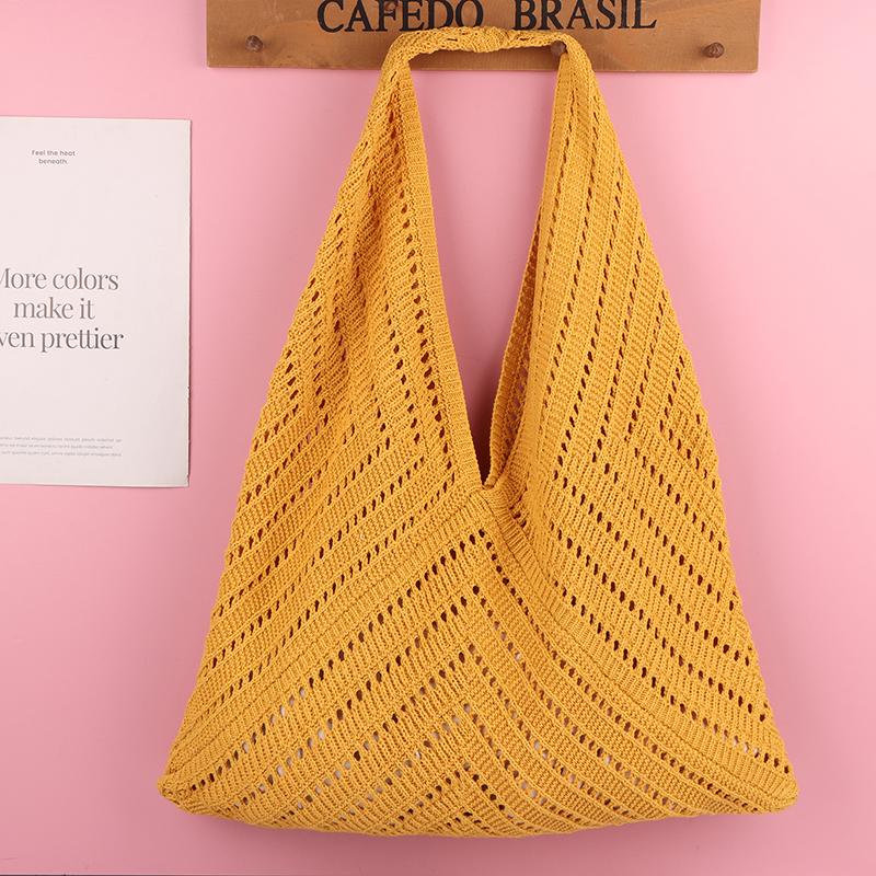 Artistic Style Colorful Knitted Bag Fashionable Casual Shoulder Bag Large Capacity Fresh Commuter Tote Bags For Women Gift