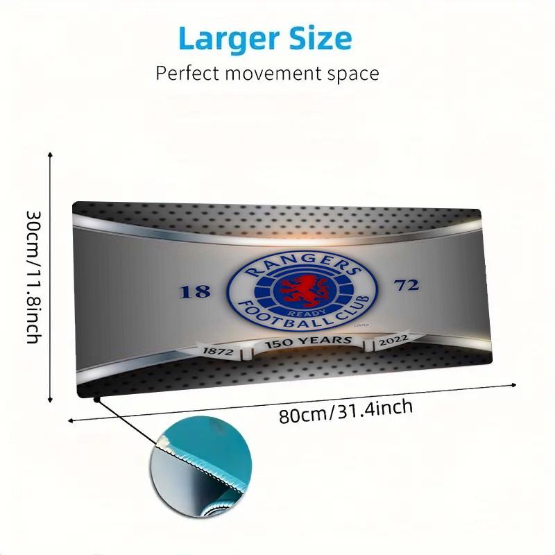 Rangers Fc Logo Color Mouse Pad Large Gaming Table Cushion Non-slip Laptop Tablet Big Mousepad XXL Mat Mini PC Playmat With Lock Edge