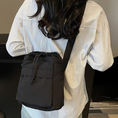 New Nylon Satchel Solid Color Simple Shoulder Bag Lightweight Small Cloth Bag Fashionable Versatile Messenger Bag Retro Women's Bag