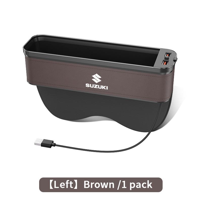 LWVD4 For Suzuki S-Cross Swift SX4 Vitara Jimny Grand-Vitara Baleno Ciaz Car Seat Gap Organizer USB Charging Multifunction Storage Box
