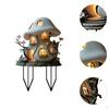 Flat Acrylic Mushroom House Flowerpot Stake Lawn Accessories Versatile Patio Ornament Welcome