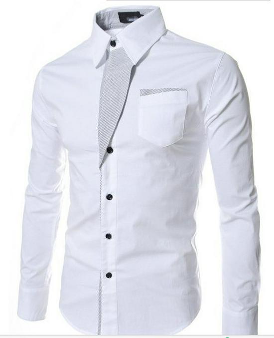 2023 Striped Multi-Color Slim Fit Men's Long Sleeve Shirt