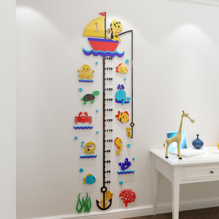 Cartoon Height Measure Decals For Kids Room Wall Decor Growth Children Chart PVC Wall Stickers Bedroom Decor DIY Wall Mural Art