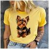 Cotton  Cute Smiling Yorkshire Terrier Puppy Print Women T Shirt Fluffy Yorkie Dog Graphic Pet Lover Casual Short Sleeve Tee