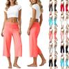 Pantaloni Yoga da Donna Pieghettati Vestibilità Larga Gamba Larga Corti Casual Comodi Tessuto Elasticizzato Vita Morbida