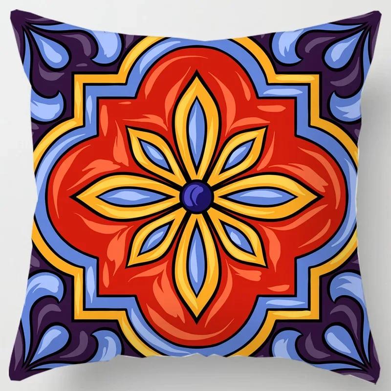 Colorful National Floral Antique Porcelain Print Pillowcase Comfortable Sofa Car Seat Cushion Cover Bohemian Hippie Home Decor