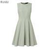 ZANZEA Women Casual Round Neck Summer Sleeveless Dress