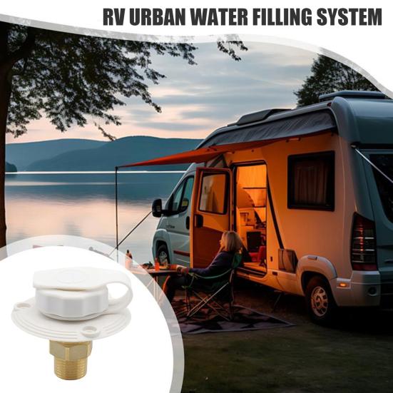 Yousheng RV Water Inlet Adapter 3/4 NH to 1/2 NPT Thread with Check Valve Lead-Free Brass Food-Grade Silicone Water Valve for Campers Trailers