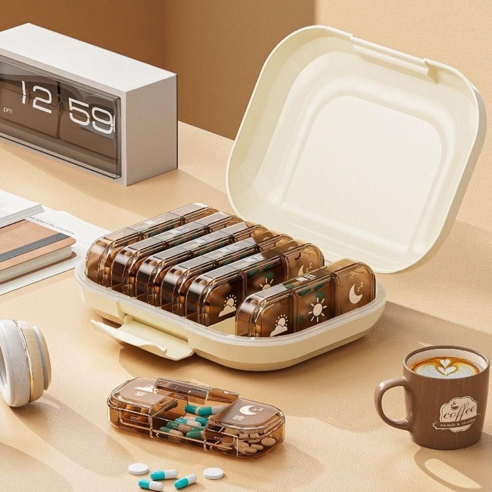 Waterproof Medicine Dispenser 21-Compartment Weekly Pill Organizer Medicine Box  Travel