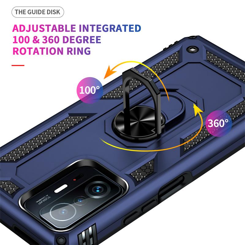 Mi11T Case Shockproof Bumper Armor Phone Cases For Xiaomi11T Xiaomi Xiomi Mi 11T 11 T Pro Car Magnetic Holder Ring Stand Cover