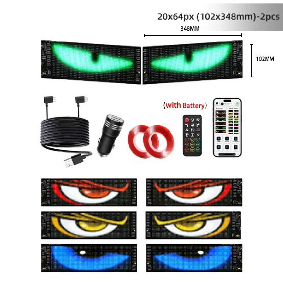LED Devil Eye Light for Car Truck Windshield Animated LED Matrix Panel Sign Flexible Programmable Digital Display Light APP