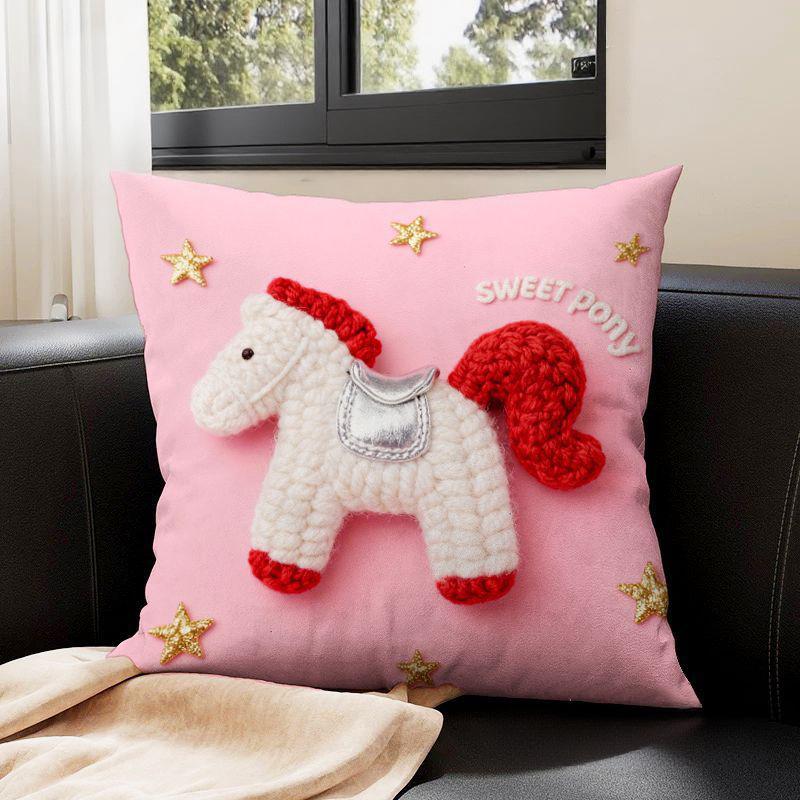 Woolen Pony Throw Pillow Headboard Cushion Home Cushion Office Nap Pillow Sofa Pillow