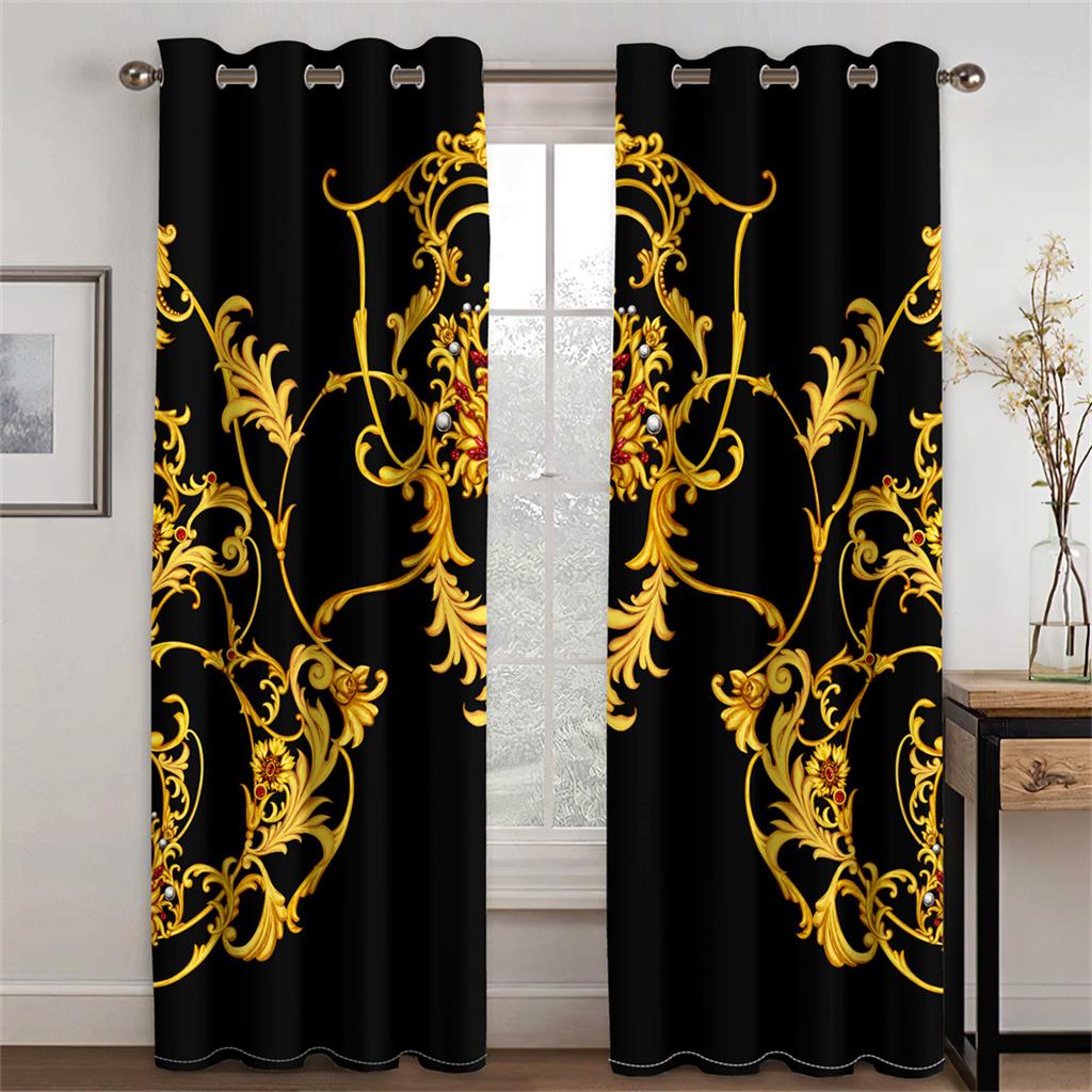 European Modern Black Gold Leopard Print Series Sunshade Curtains Deluxe Living Room Bedroom Home Decoration Thin Custom Curtain