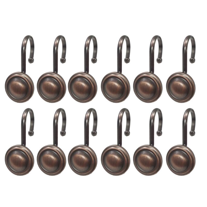 

Multipurpose Sturdy Metal Shower Curtain Rings Waterproof Designs Decorative Hooks for Bathroom Accessory Set of 12 1 бронзовый