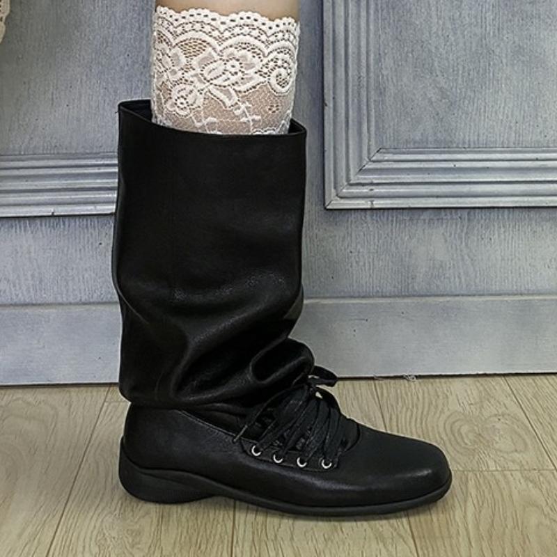 Fashion Winter New Women High Boots Flats Shoes Designer 2025 Trend Casual Gladiator Boots Brand Party Walking Lace Up Sneakers Botas