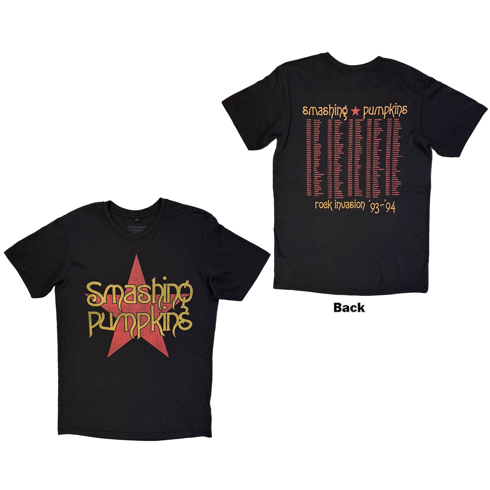 The Smashing Pumpkins Premium Carbon TShirt Rock Invasion Black Back Print XL