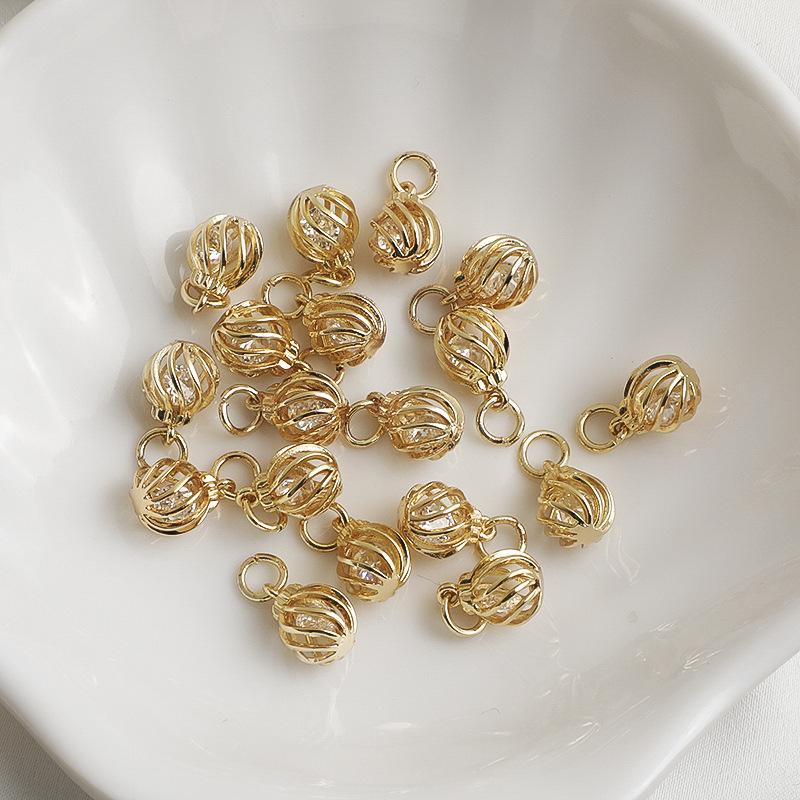 14K Gold-Filled Zircon Lantern Bell Water Drop Pendant Necklace Charm for DIY Jewelry