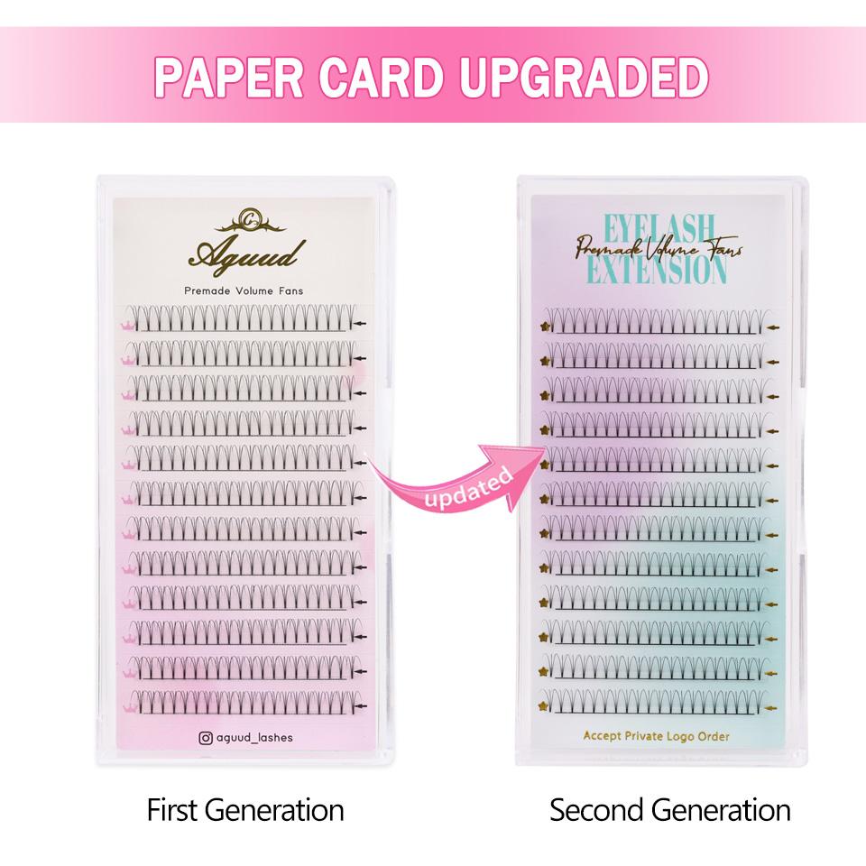AGUUD 3D 4D 5D 6D Premade Volume Fans Short Stem Russian Volume Eyelash Extensions Soft Natural Long Stem Makeup Individual Lash