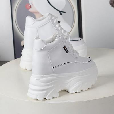 Muffin Thick Sole 12cm Inner Height Increase Casual High-top Shoes Women's Thin Small Super High Heel Velvet Dad Shoes