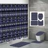 4PCS  Shower Curtain Sets With Shower Curtain And Rugs Toilet Lid Rug U Shape Mat And Bath Mat Bathroom Set  With 12 Hooks