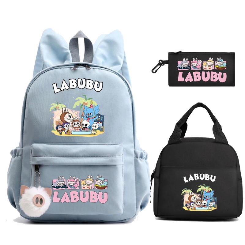 3Pcs/set Cute Printed Backpack Lunch Bag Pencil Case Children Girl Boy Mokoko Student Schoolbag Zimomo Kid Gift Mochila