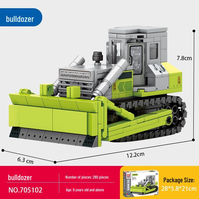 Senbao Construction Vehicle Building Block Set: Excavator, Mixer, Truck, Bulldozer, Crane Assembly Toy for Boys.