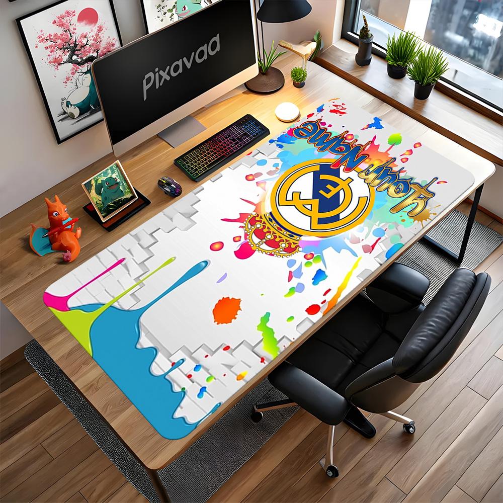 Real Madrid Club Customize Text Mouse Pad Keyboard Pad Computer Desk Keyboard Mat Non-Slip Rubber Bottom Suitable for Office Gaming PC Laptop