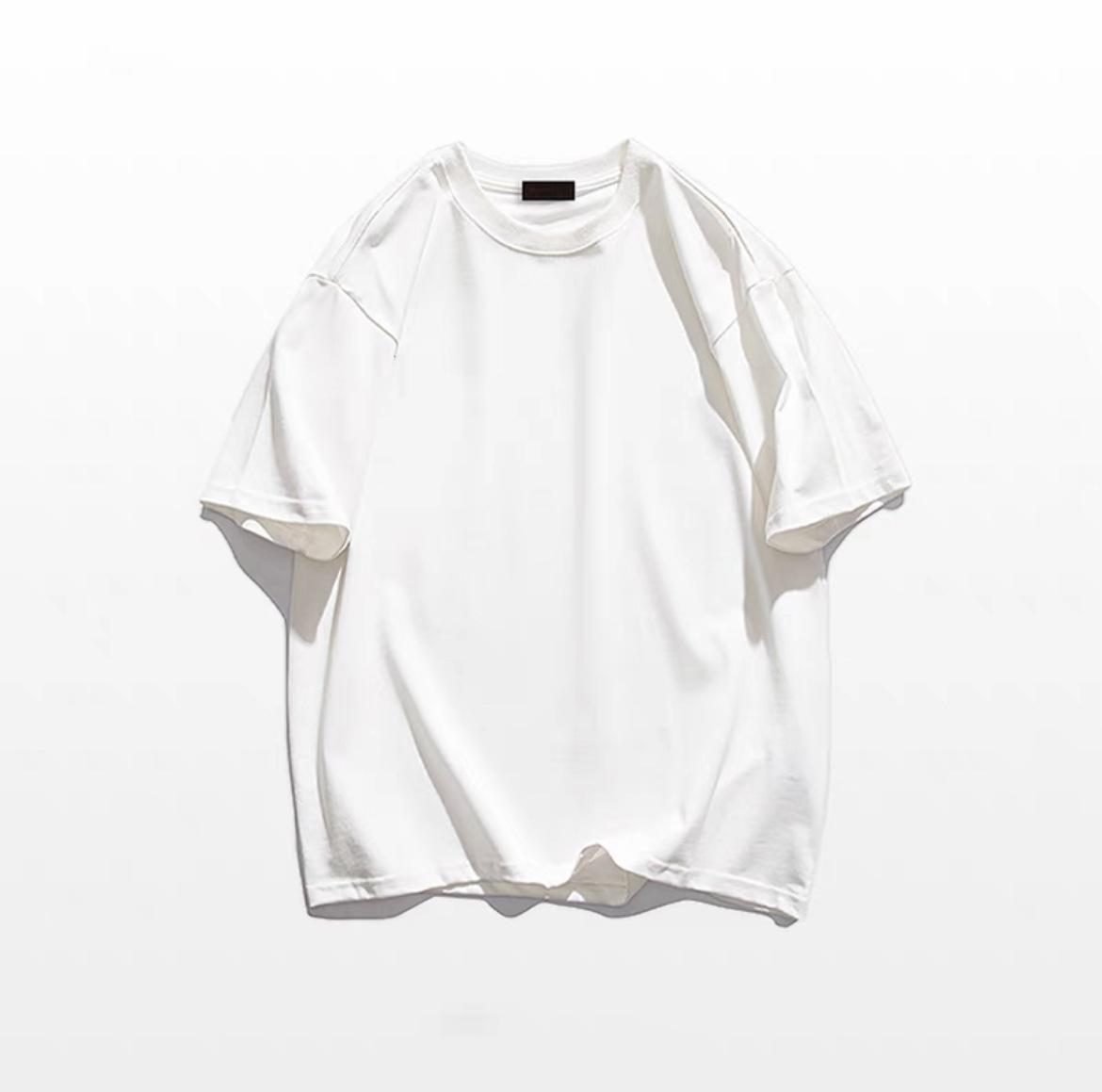 

230 г Футболка из чистого хлопка унисекс в стиле ретро, белая, с коротким рукавом - Летняя база, однотонная M (40-50 kg)