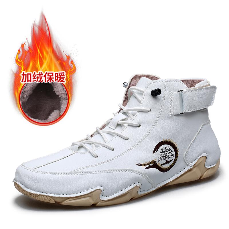 Autumn Winter Handmade Split Leather Boots Men Shoes Comfortable Ankle Boots For Men Casual Shoes Moccasins Men Boots