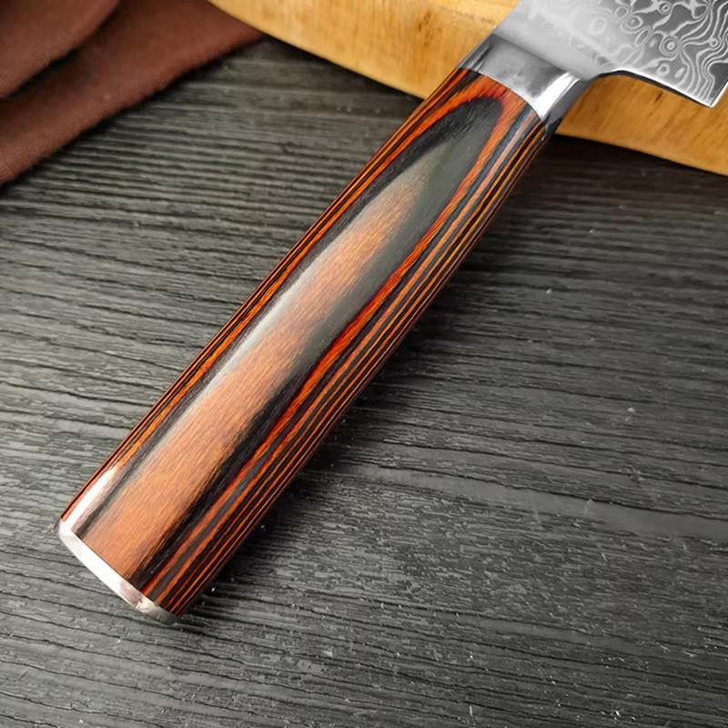 Damascus Steel Kitchen Knife Chef Cleaver Barbecue Meat Vegetable Steak Cutting Cooking Fruit Knife Tools