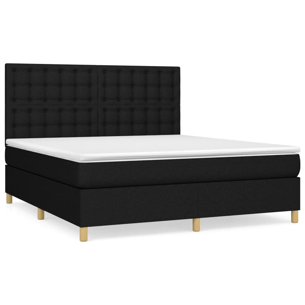 Vidaxl Continental Bed With Mattress, Black, Fabric 160X200 Cm