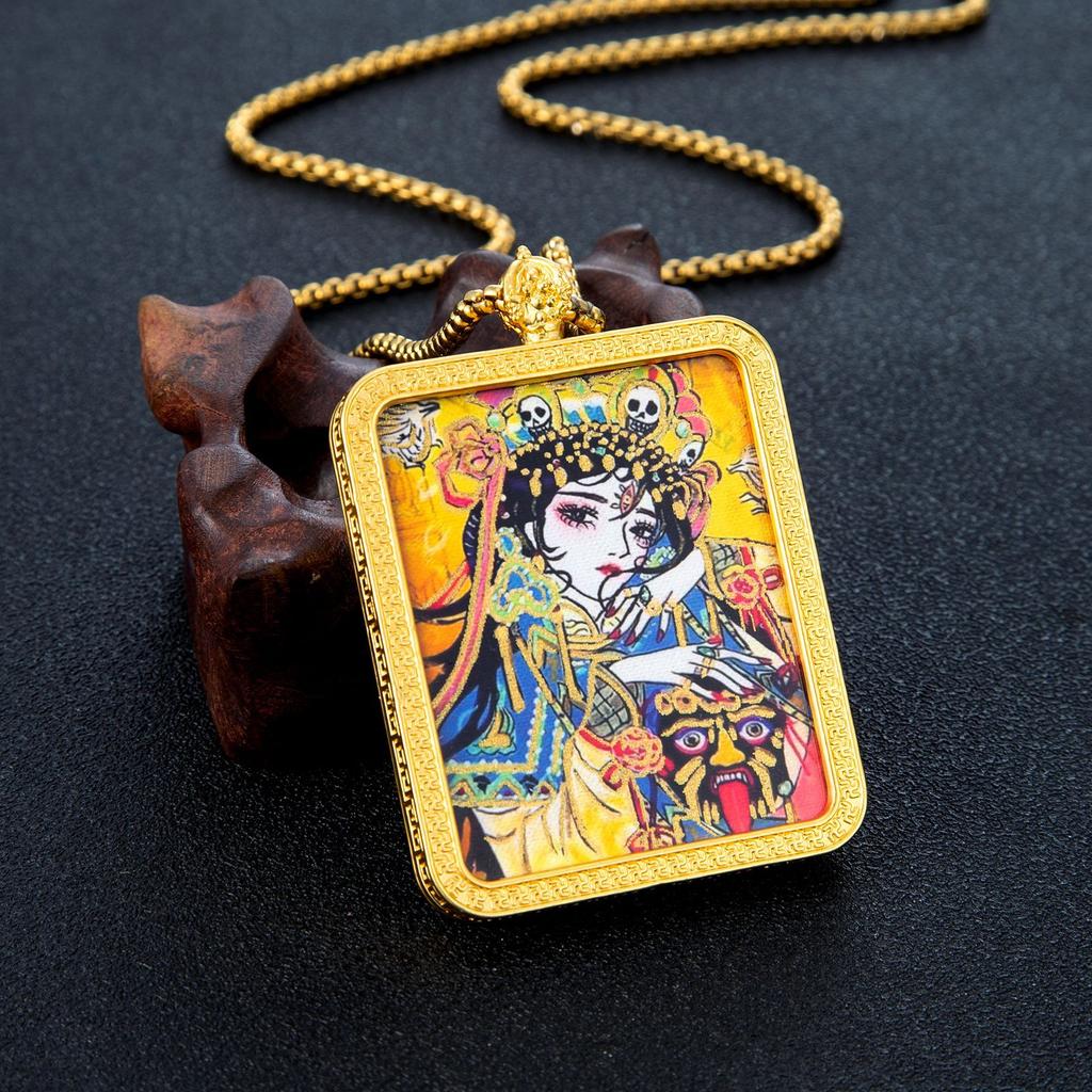 Hand-painted Thangka Pendant Zakiram's Past and Present Life Semi-hand-painted Thangka Necklace Pendant