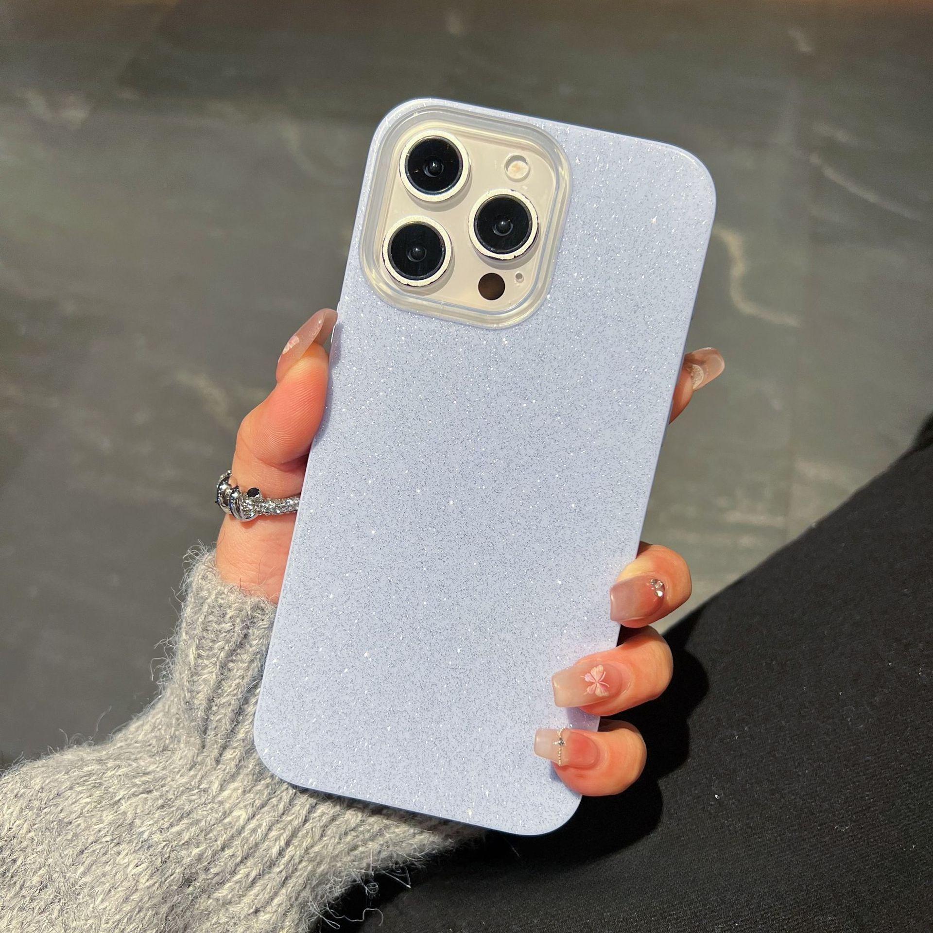 Однотонный чехол для телефона с блестками для iPhone 15 14 13 Pro Max, блестящая ударопрочная накладка 6G