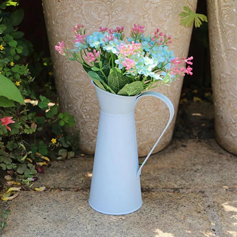 Flower Vase Tin Pitcher Jug Metal Wedding Garden Decoration Beautiful Retro Jug In Vintage Iron Flower Pot Dried Flower Holder