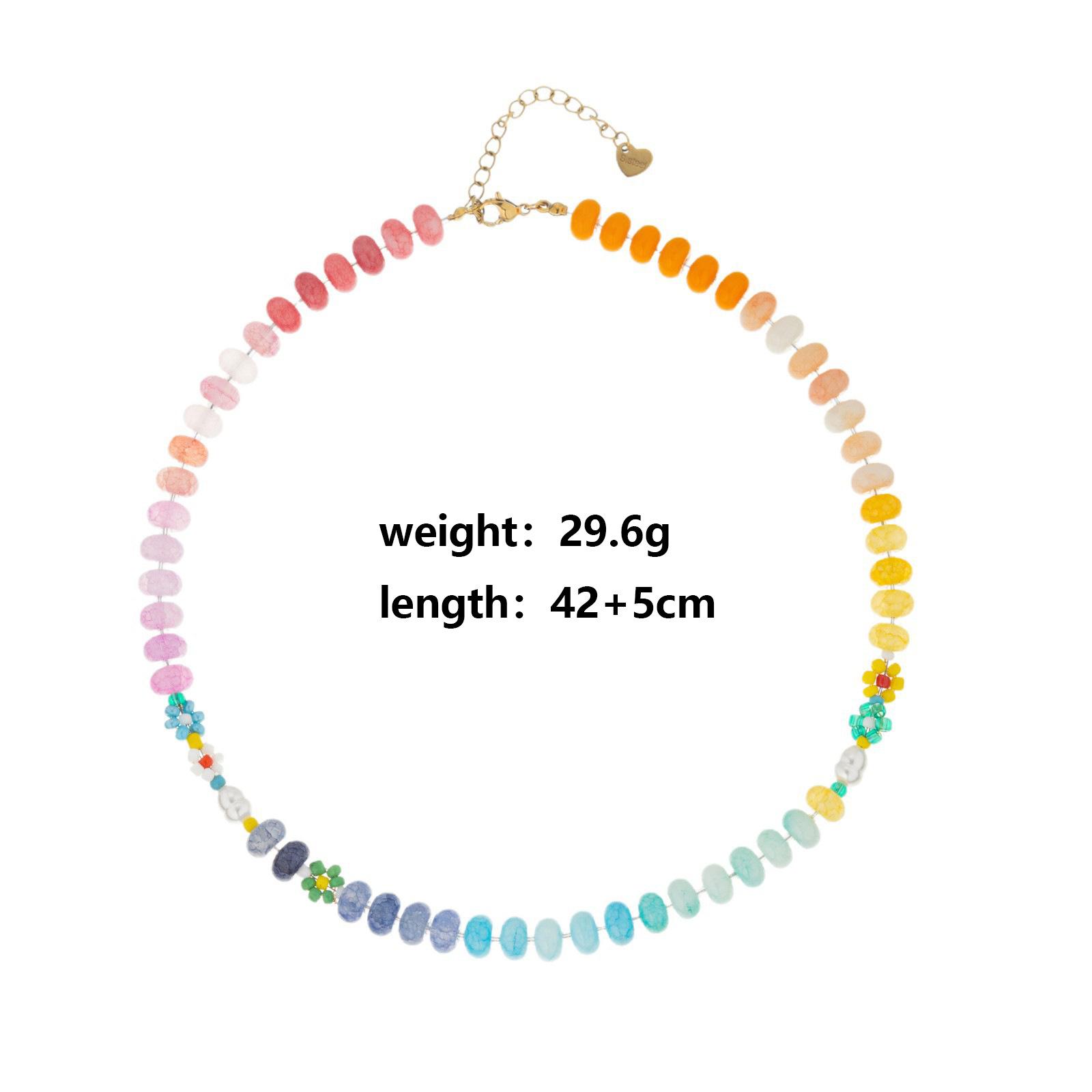 European and American dopamine colored crystal necklace for women, collarbone chain, rainbow bead, niche design necklace