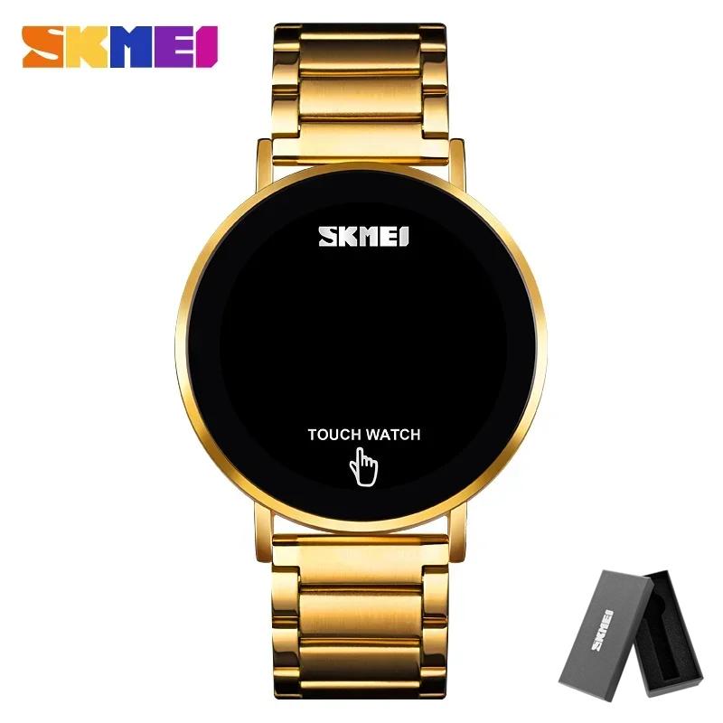 Skmei 1550 Stainless Steel Strap Montre Homme Fashion Men Digital Watch Male Touch Screen LED Light Display 3bar Waterproof