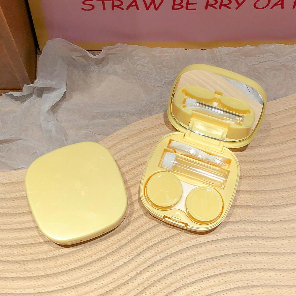 Simple macaroon contact lens box Cosmetic Contact Lenses box portable compact high value storage box, practical and simple
