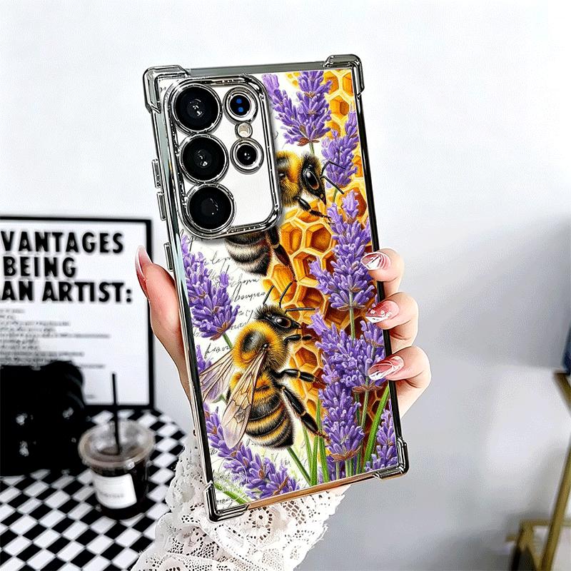 Bee Keeping Honey Cute Plating Phone Case For Samsung Galaxy S24 S25 FE S26 Edge S23 Ultra S22 S21 Plus S20 Anti-Fall Airabag Co
