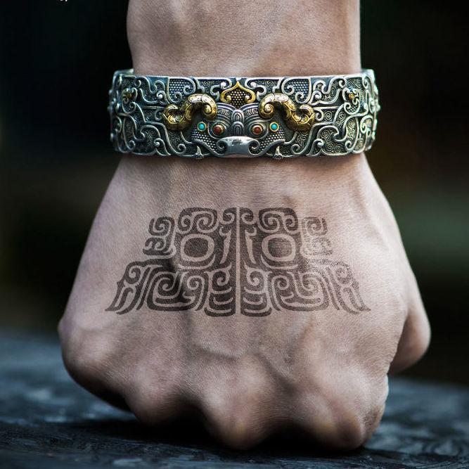 New Fashionable Retro Personalized Handmade Bracelet Carving Pixiu Mighty Opening Bracelet Bracelet