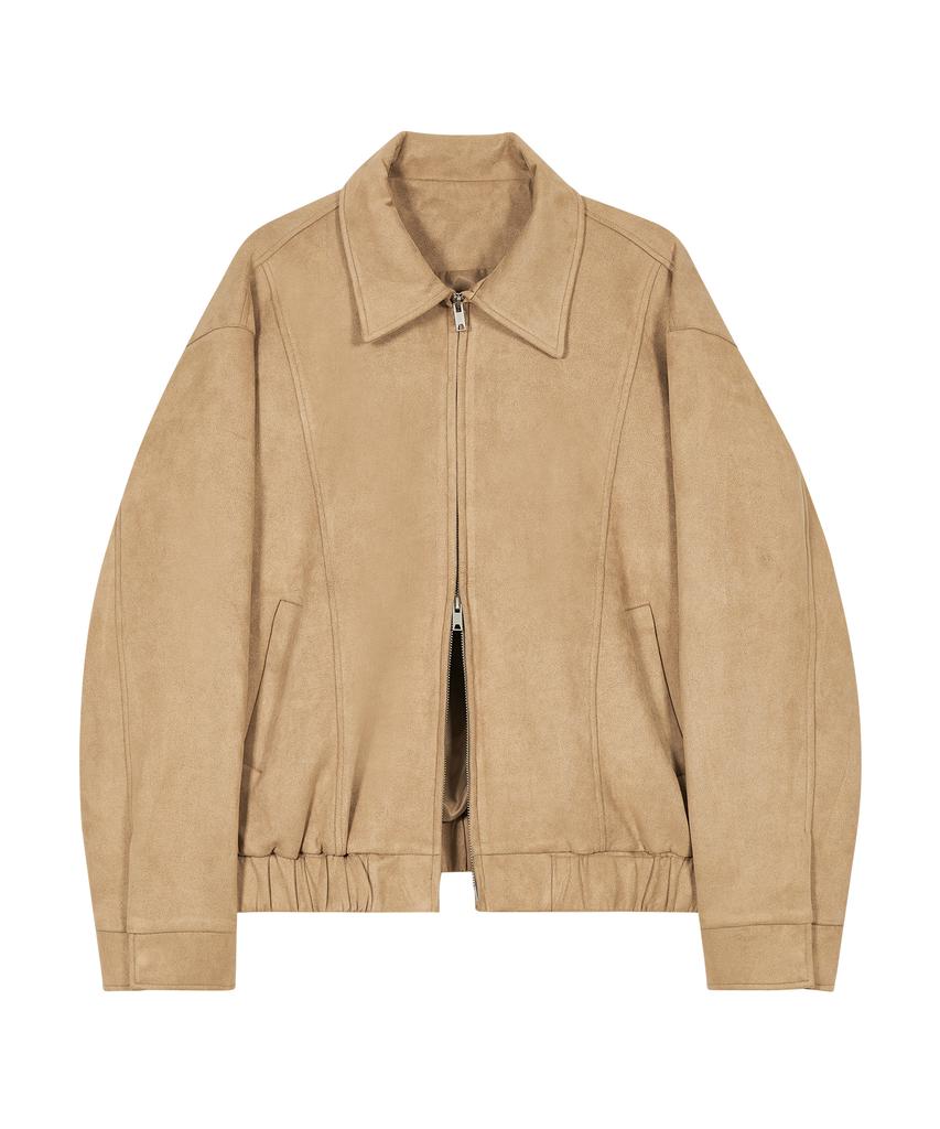 Ironyporno Whiteline 86-Iro231 Curved Stitch Blouson Suede Jacket Camel