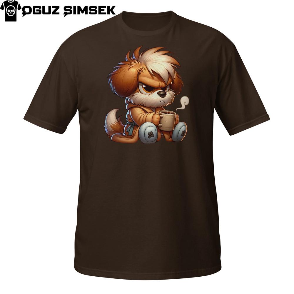 

Angry Puppy Coffee Shirt | Moody Morning Dog in Pajamas Tee Unisex T-Shirt Tee L