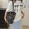 Printed Bow Summer Korean Version of Literary Large Capacity New Trendy and Fashionable Commuter Armpit Single Shoulder Bucket Bag