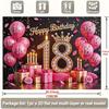 2D 18th Birthday Pink Diamond Crown Backdrop for Girls Party