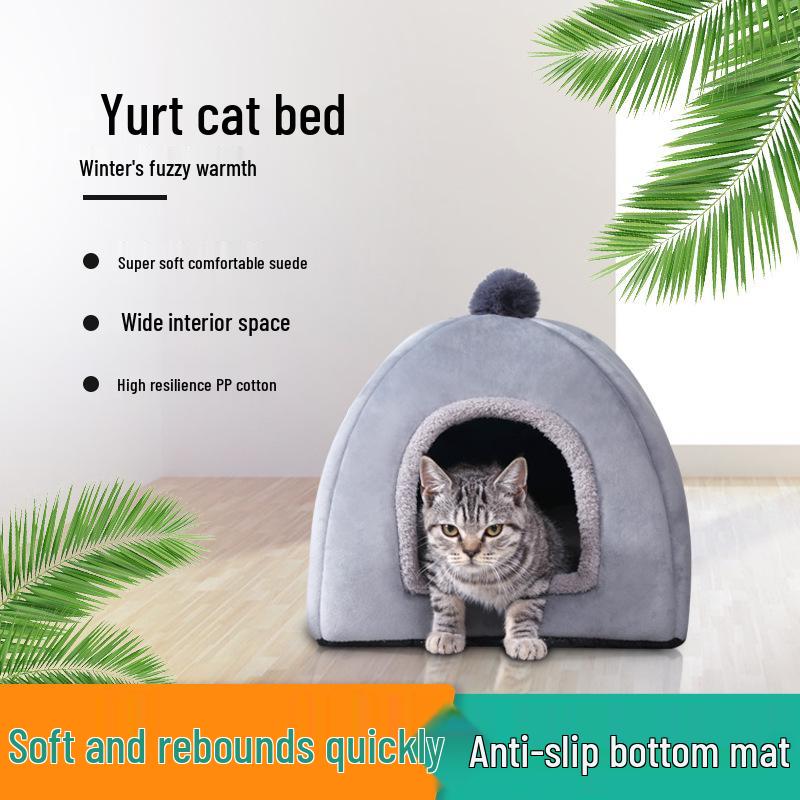 Pet Nest: Dual-Use Yurt Dog and Cat Bed for Small and Medium Dogs, All-Season Comfort