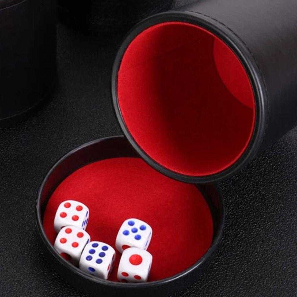 Durable with Lid Dice Cup Leather Black Board Games Green Red Lining Party Dice Cup