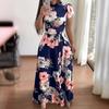 Autumn new style flower print short-sleeved pendulum dress women's clothing
