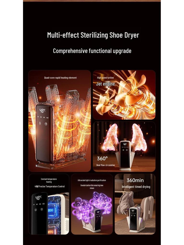 Shoe Dryer with Timer, Deodorization, Sterilization, Aromatherapy, and Warm Socks Feature