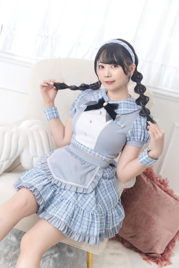 Paletă Lirică Piatră Clară Cosplay Halloween Idol Tweed Maid Rochie Albastră,