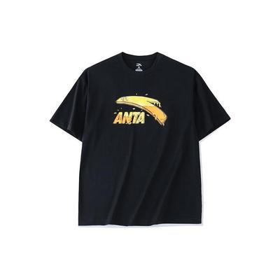 Lifestyle Series Buchstabenlogo Bedrucktes Rundhals Kurzarm T-Shirt Unisex Oberteile Schwarz 972328114-6