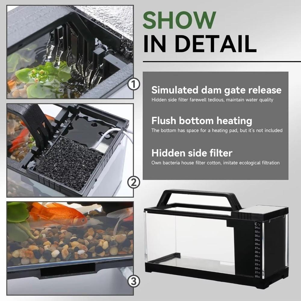 Heating Pad Integrated Fish Tank Transparent Desktop Fish Tank Ecological Fish Tank  Home Desktop